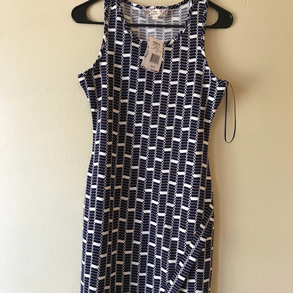 Blue and Beige Sleeveless Dress Size Small